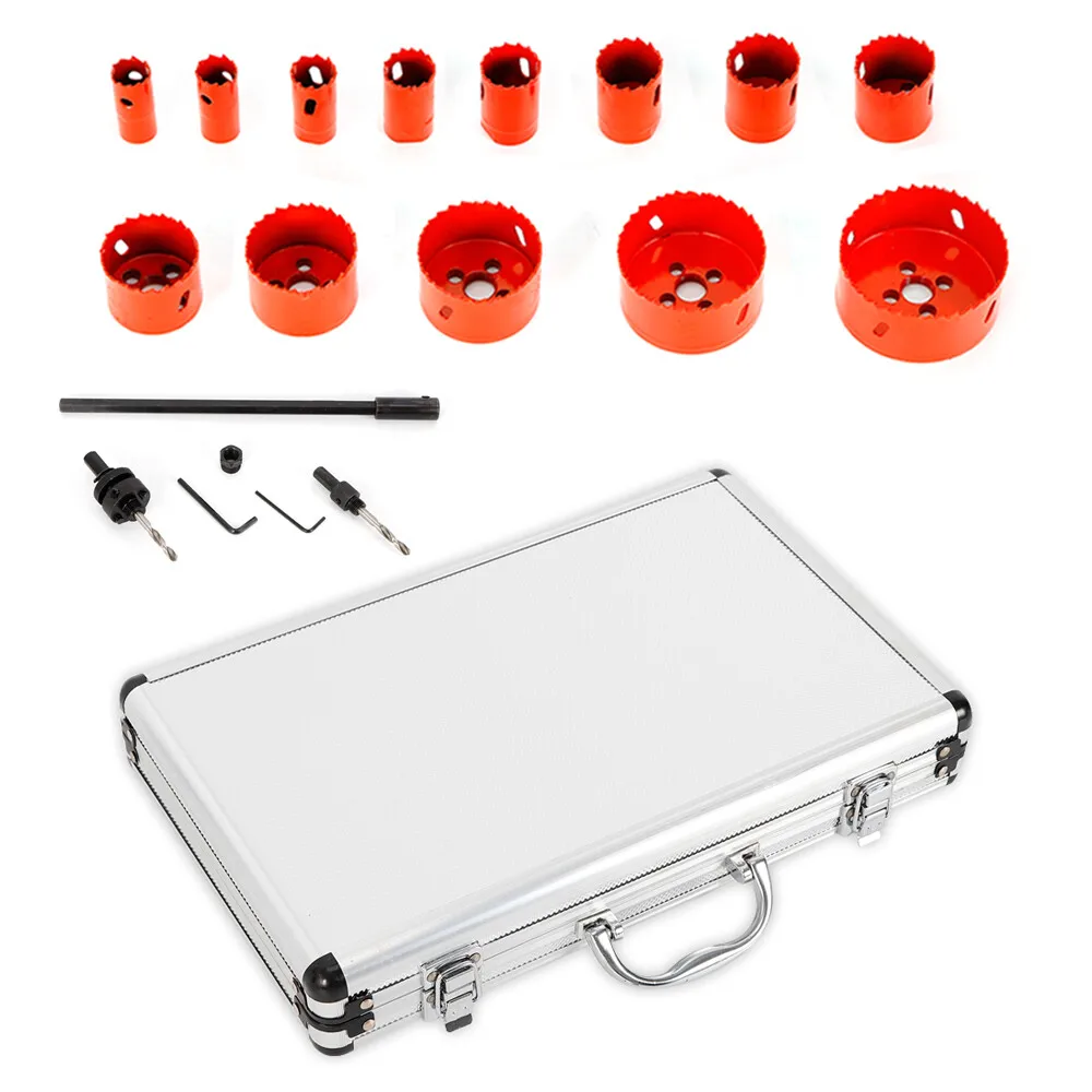NEUESTE 19–76 mm Lochbohrer Holz 17-teiliges Lochsägen-Set, HSS BI Metall-Lochsäge mit 300 mm Verlängerung zum Schneiden von Edelstahl, Aluminium