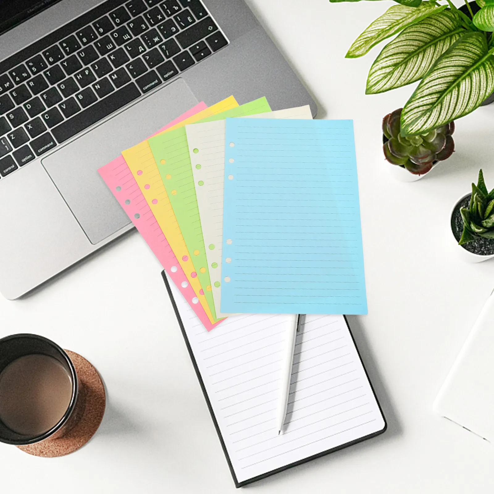 50매 A5 노트 리필 용지 프리미엄 두꺼운 깔끔한 표면 6공 펀치 스프링 노트북용 학생용 일상용