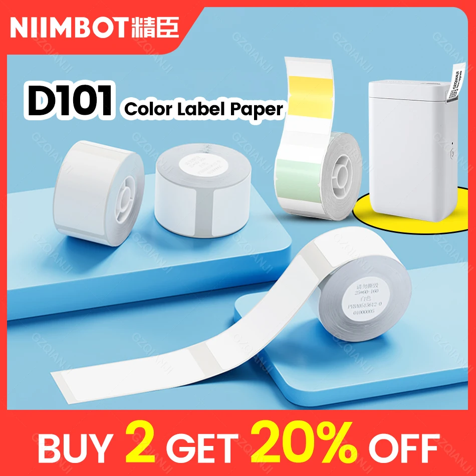 NIIMBOT-Autocollant en papier thermique pour étiqueteuse, bande d'étiquettes  blanches, grande taille, D101, 12mm, 15mm