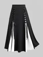 ROSEGAL Plus Size Women's Skirts Deep Red Lace Chiffon Layered Skirt Or Halloween Vampire Costume Gothic Lace Up Two Tone Skirt - Image 4