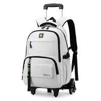 Trolley School Bags for Teenage Boys Solid Color White Black Rolling Backpack High School Backpack with Wheels Student Book Bag 1