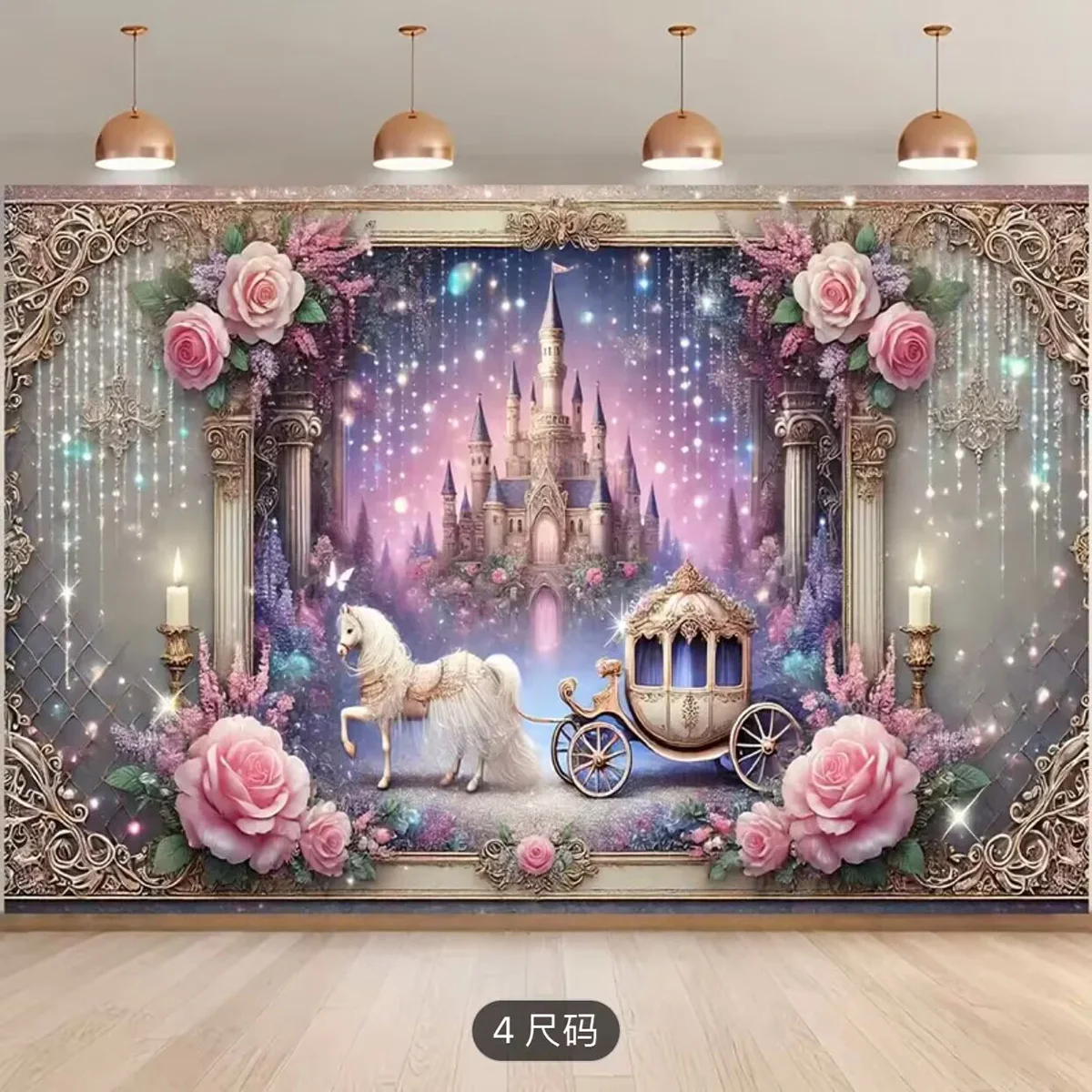 Cartoon Rosa Prinzessin Mädchen Schloss Blume Geburtstag Party Liefert Hintergrund Dekoration Baby Dusche Fotografie Requisiten Mädchen Geschenke – Detail 8