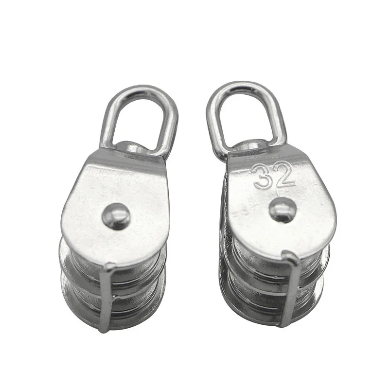 M15 M20 M25 M32 M50 M75 M100 Stainless Steel 304 Single or Double Wheel Swivel Lifting Rope Pulley Block for Wire Rope 1PCS