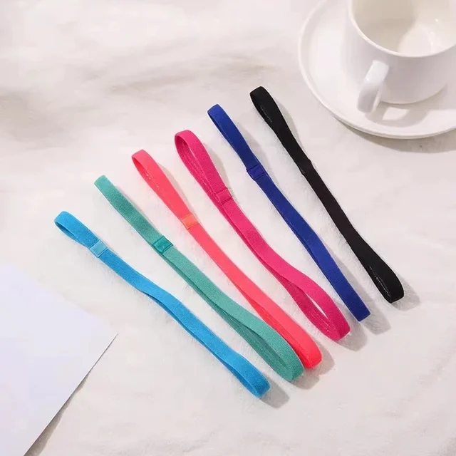 1PCs Simple unisex sports hairband non-slip silicone strip sweat guide elastic headbands yoga running fitness hair accessories 4