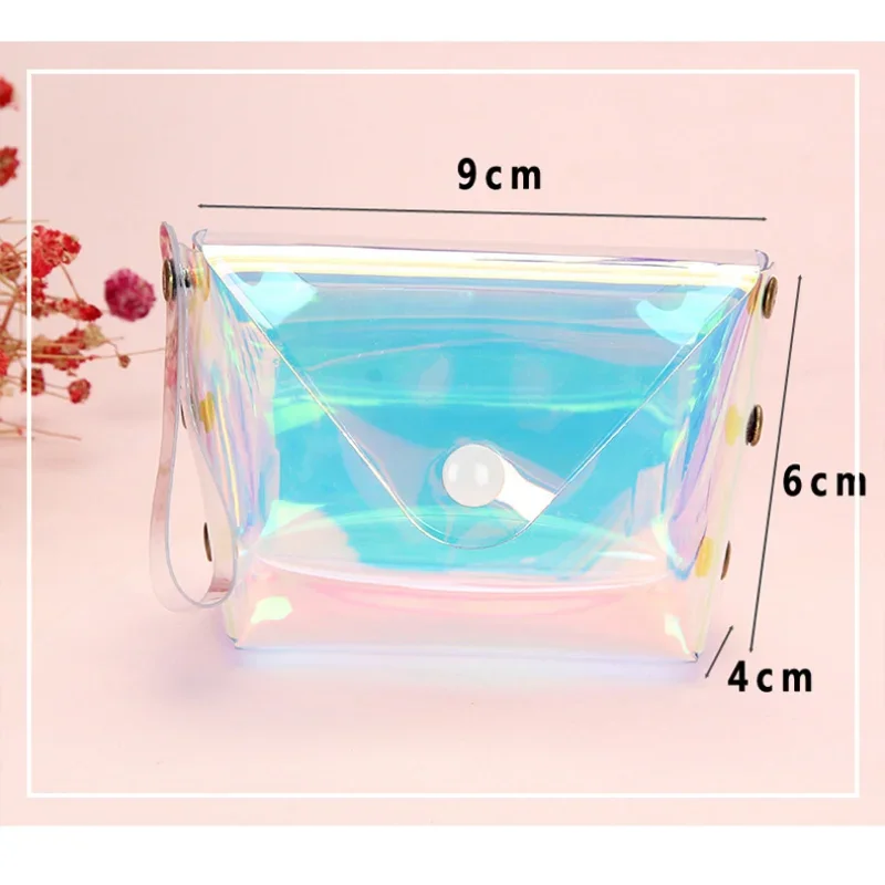 1PC Short Wallet Laser Holographic Coin Purse Women Clear Holder Purse Keys Pouch Earphone Storage Bag