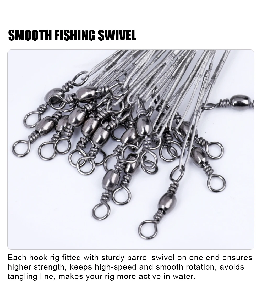 FTK 10PCS 20cm Anti-Biss Stahl Draht Angelschnur Führer Leinen Für Angeln Mit Doppel Haken Köder angeln Zubehör Hecht Bass – Detail 5