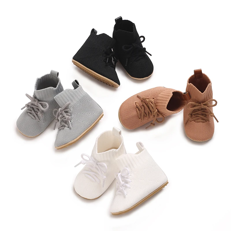 Casual Shoes Baby Girl Shoes 4 Colors Lace Up Ventilate Mid Cut Shoes Spring And Autumn Baby Casual Rubber Base Anti Slip Flat Walking