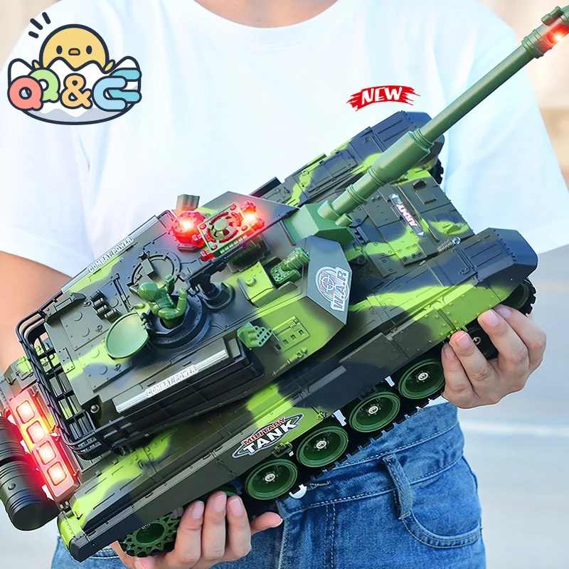 ABS Big RC Tank Toy Remote Control Vehicle Desert Yellow Camouflage