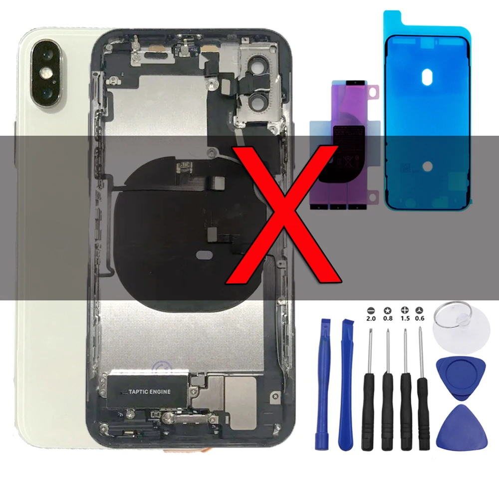 

Полная OEM задняя крышка батарейного отсека Рамка в сборе Замена для iPhone X предварительно установленные боковые клавиши + гибкий кабель + катушка с подарками