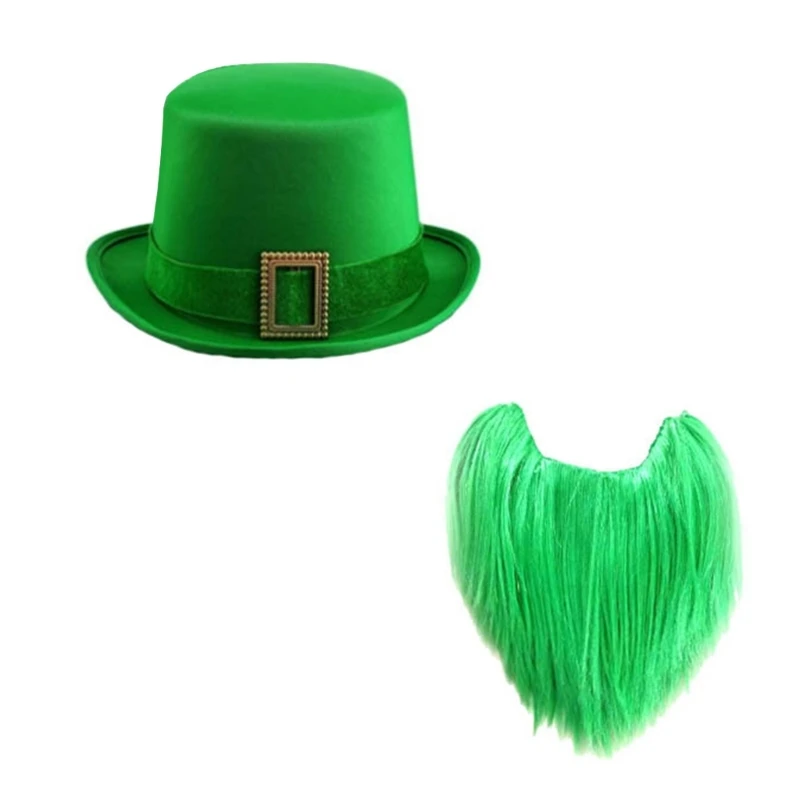 

Patrick's Day Hat and Beard Set Festive Decoration for Parties Carnival Costume