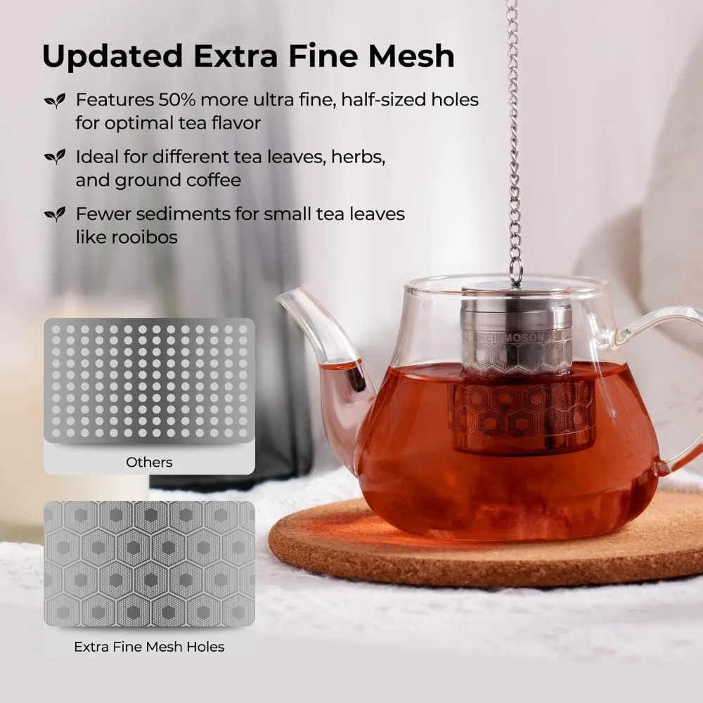 Tea Strainers for Loose Tea, Extra Fine Mesh Tea Infuser, 304 Stainless Steel, Loose Leaf Steeper for Black