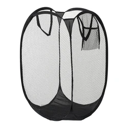 Collapsible Ventilated Skeleton Laundry Basket with Large Capacity (Black)