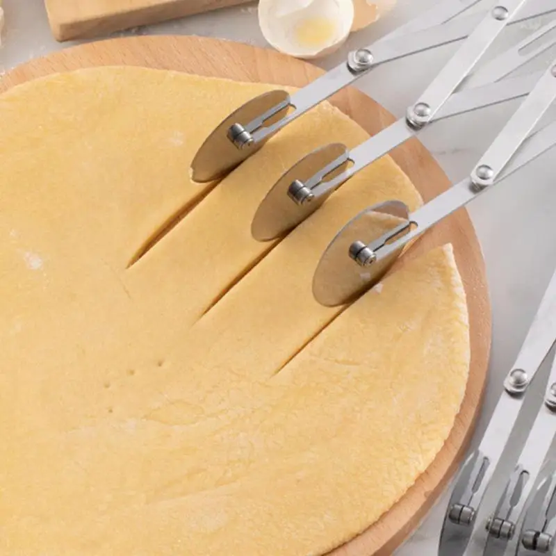 Adjustable Noodle Cutter Pasta Dough Slicer Stainless Steel Multi Wheel Spaghetti Roller Cutter Pastry Home Kitchen Tools