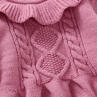 Solid Color Doll Collar Long Sleeve Baby Girls Knee-length Dresses Knitted Acrylic 6-36 Months Infant Soft Princess Skirts 6