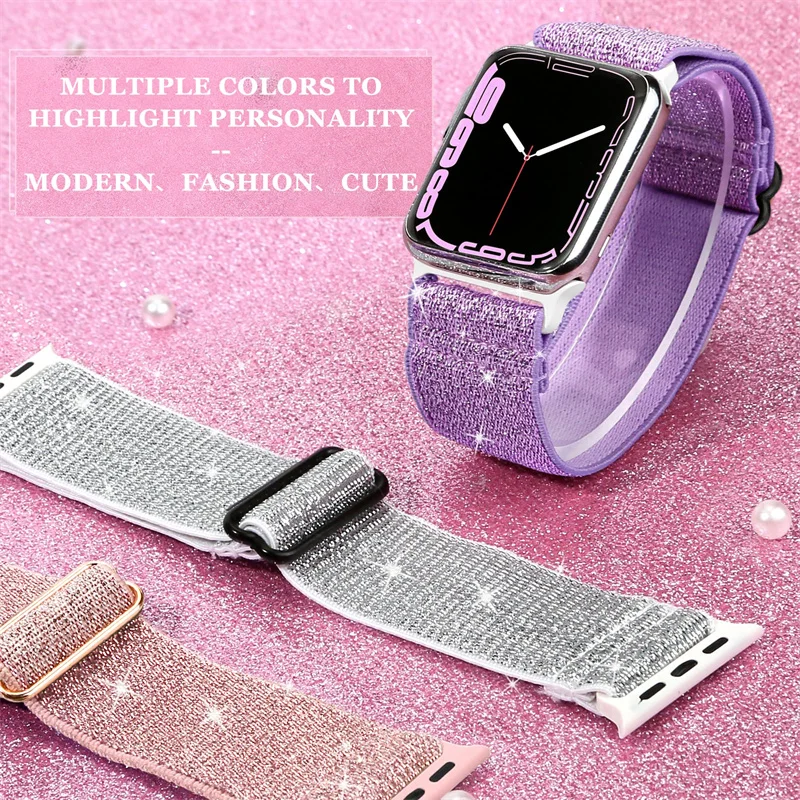 Nylon Strap for Apple Watch Band Ultra2-1 49mm 41mm 45 mm 38/42 Bohemian Elastic Bracelet iWatch Series 9 8 7 6 5 4 3 Se 40/44mm