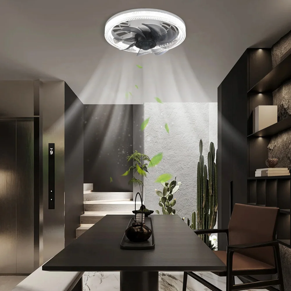 Ceiling Fan Light 2-in-1 Dimmable AC85-265V LED Fan Ceiling Light 3 Speed Modes E27 LED Light Remote Control for Living Room