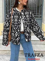 ترافزا-بذلة نسائية كلاسيكية مطبوعة غير رسمية ، بأكمام طويلة برقبة دائرية ، معاطف بصف واحد من الصدر ، تنورة صغيرة مستقيمة ، أطقم الربيع ، موضة جديدة ، 1