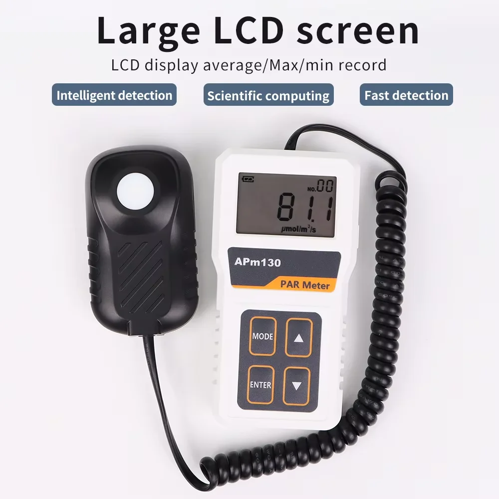 Quantum PAR Meter APM130 High Precision Light Intensity Tester Digital Light Energy Meter PPFD Measurement for Plants Greenhouse