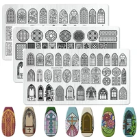Nail Art Templates European architectural pattern angel priest Flower Geometry Stamping Plates DIY Image Printing Stencil Tools 1