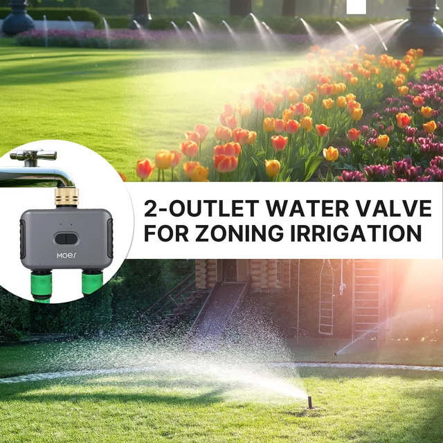 MOES Bluetooth Smart 2-Way Water Valve, Garden Sprinkler, Programmable Timer, Filter, Rain Delay, Automatic Irrigation Control 6