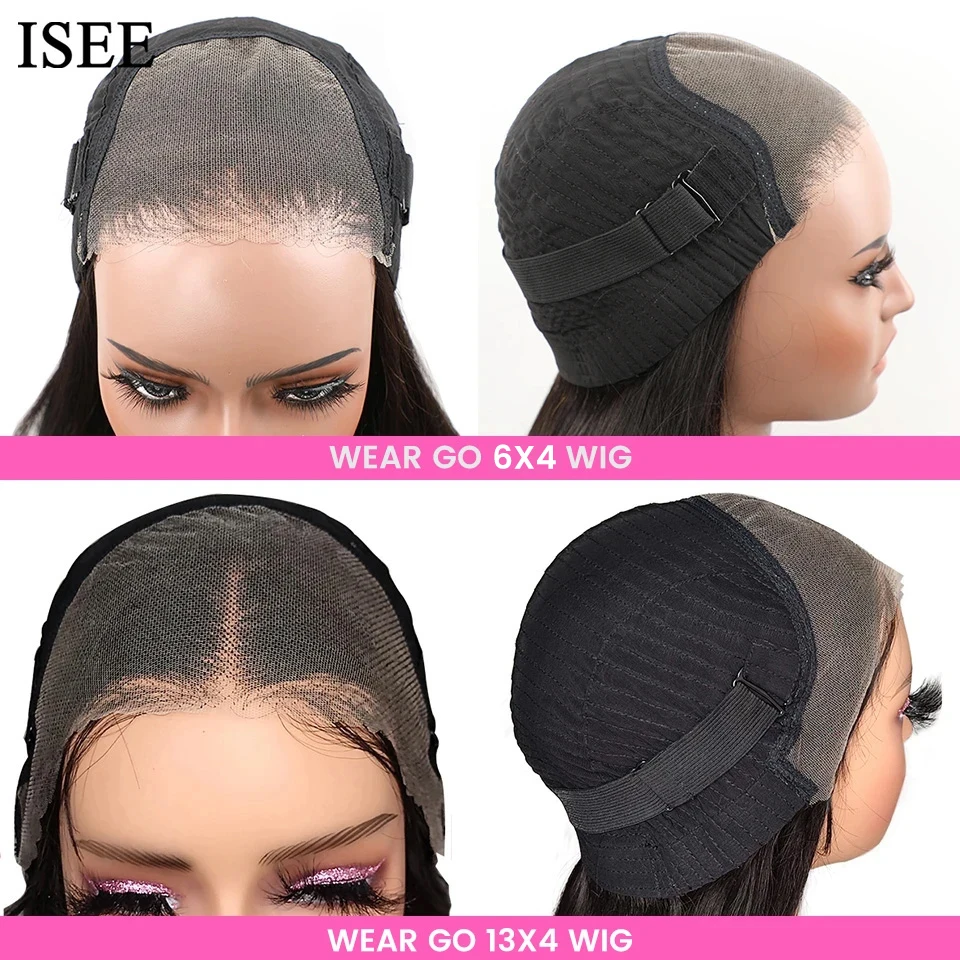 Wear Go Body Wave Glueless Wig ISEE Hair 13x4 6x4 HD Lace Preplucked Human Wigs Ready To Go Pre Cut