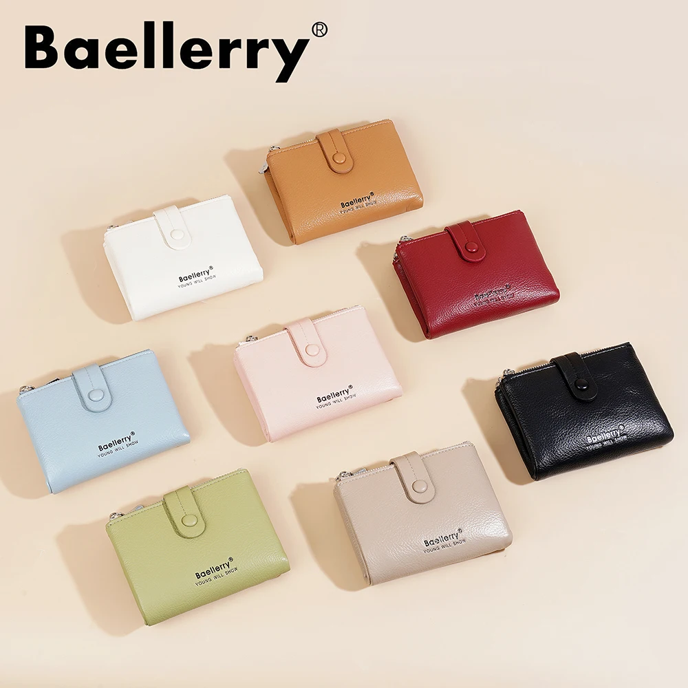 Baellerry New Simple Women Zipper Wallets Card Holder Female Coin Purses Photo Holder Double Zipper Soft Wallet For Gilrs