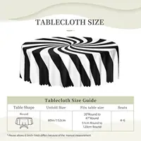 Nappe géométrique à rayures tourbillonnantes amusantes - Housse de table moderne noire et blanche lavable pour les fêtes 3