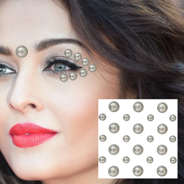 Face Jewels Temporary Tattoos Eyes Eyeliner Pearl Crystals Gems Sticker  Flash Diamonds Dots Makeup Jewelry Body