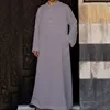 Muslim Men Casual Cotton Robe Long Sleeve Hooded Male Abaya Islamic Minimalist Tunics White Black Djellaba Jubba Thobe Plus Size