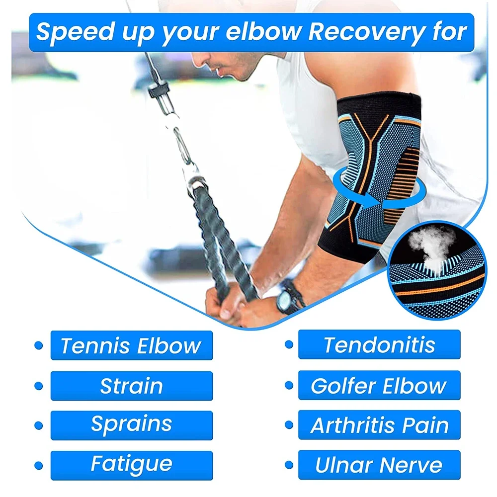 Elbow Brace Compression Support Sleeve for Tendonitis Tennis Elbow Golf Elbow Treatment Reduce Joint Pain