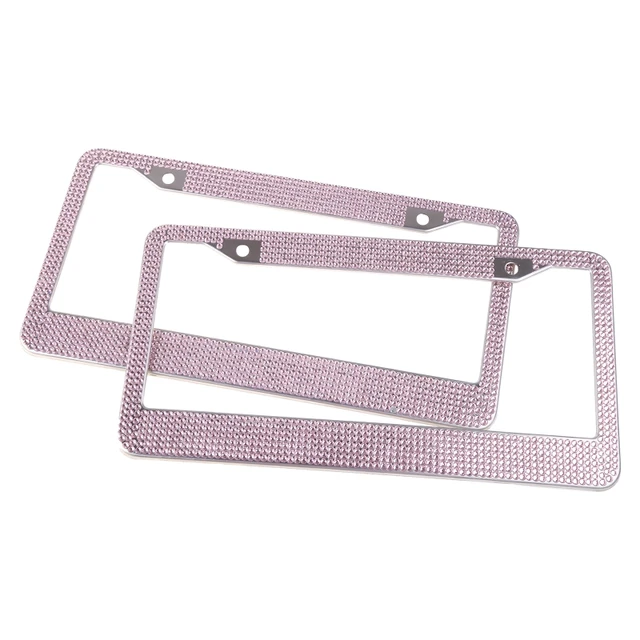 2 pcs stainless steel Shiny Crystal License Plate Frames Luxury Handcrafted  Rhinestone Bling Car Accessories White Black Blue - AliExpress