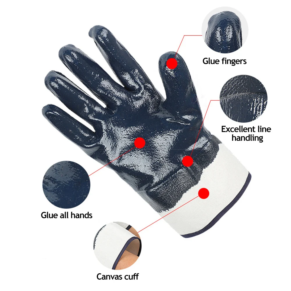 Rubber Impregnated Wear-Resistant Oil-Resistant Waterproof Non-Slip Work Gloves Full Hand Nitrile Rubber Protective Gloves