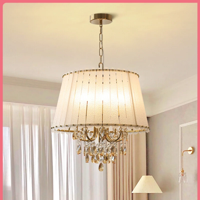 

Mingyu French style master bedroom lamp, high-end chandelier, light luxury crystal restaurant, retro full spectrum cream style