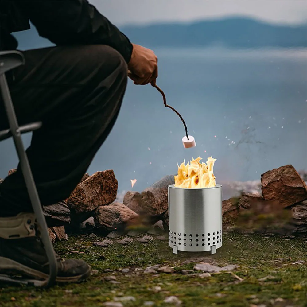 Foyer de table, faible fumée Mini feu extérieur avec support Gaz