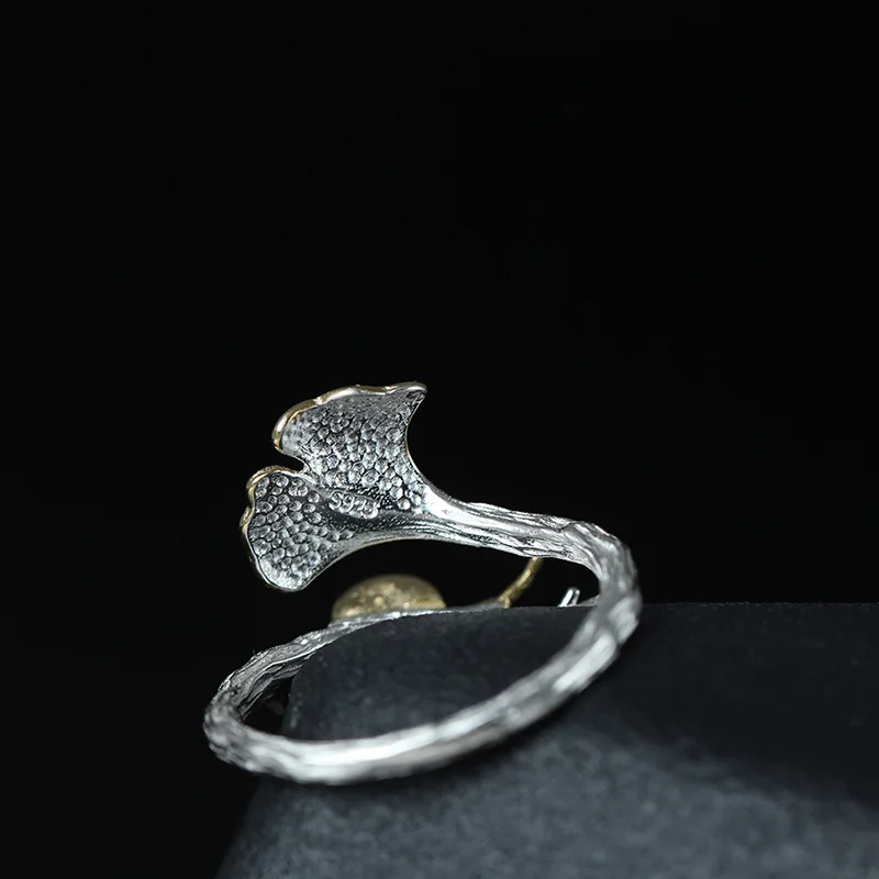 Personality Fashion Silver Color Apricot Leaf Ring Cartoon Snail Ring Exquisite Jewelry Accessories Gift