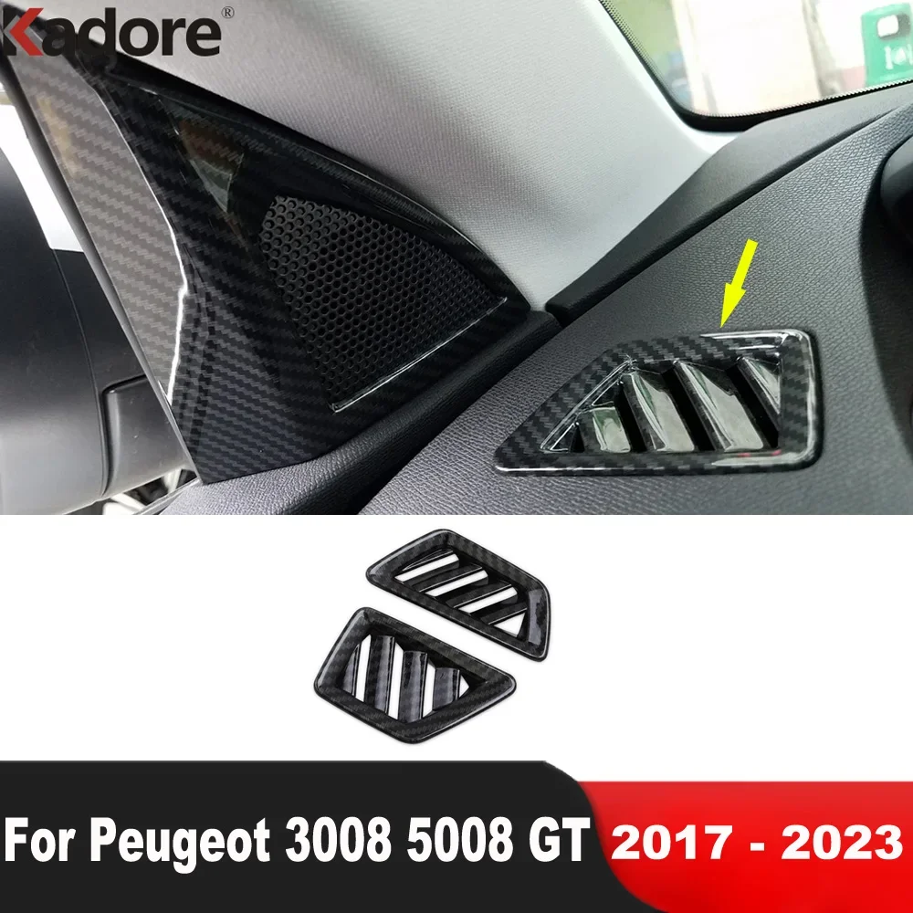 Per Peugeot 5008 3008 Gt 2017-2020 2021 2022 2023 Carbon Car Front Air Condition Vent Outlet Cover Trim Accessori Interni