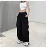 Women's Low Waist Tech Pants, Drawstring, Wide Leg Baggy Trousers, Y2K Streetwear, Oversize Sweatpants, Casual Joggers, 1