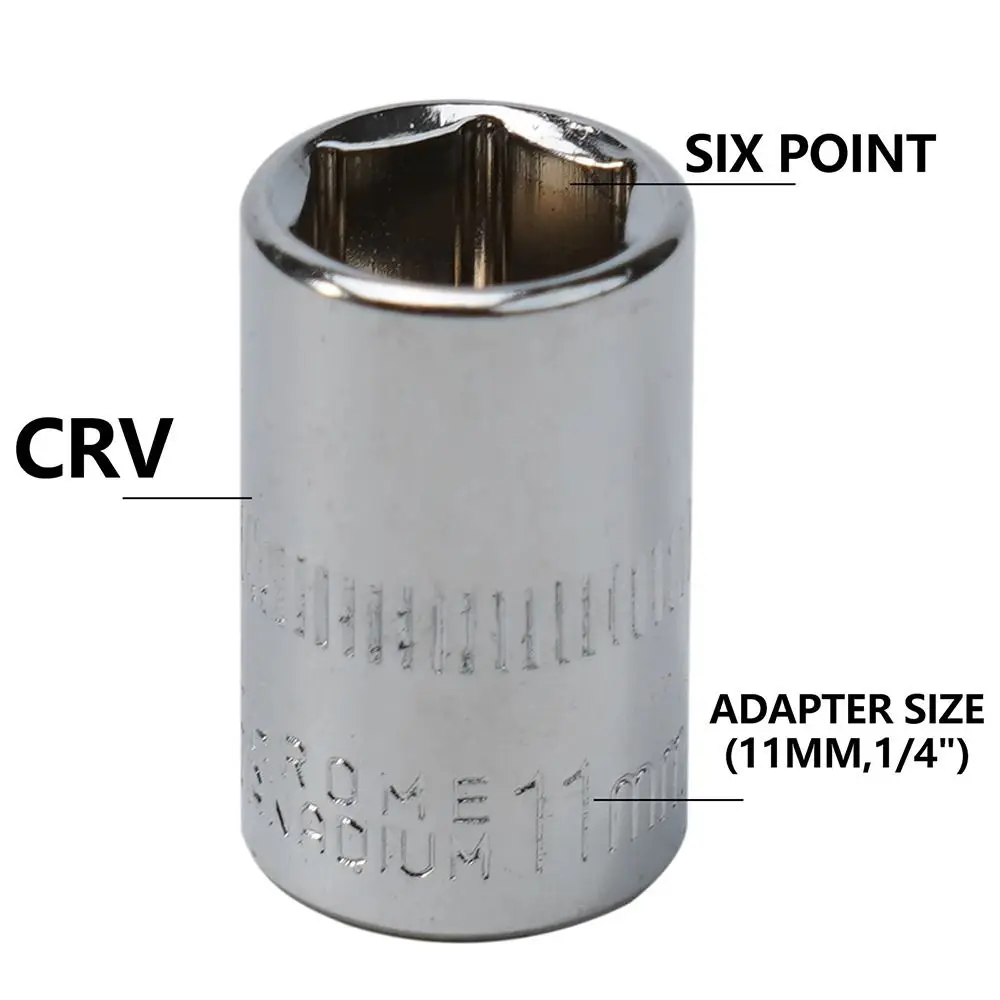 1 Stück neu für Ratschen drehmoments chl üssel Sechs kant buchse 1/4 "6,35mm Kopf Handwerkzeug metrische Schlüssel hülse 4-14mm Doppel end antriebs buchse – Detail 12
