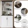 Bookcase with Doors, 71 inch Tall Bookshelf with Storage Cabinet, Floor Standing Wood Bookcase with Adjustable Shelves, 4