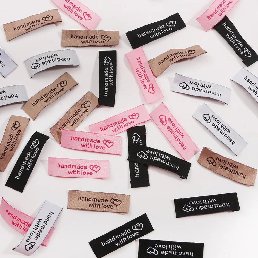 80Pcs 의류 칼라 라벨 프리미엄 폴리에스테르 DIY 봉제 태그 청바지 스웨터 가방 모자용 유연한 수제 의류 태그