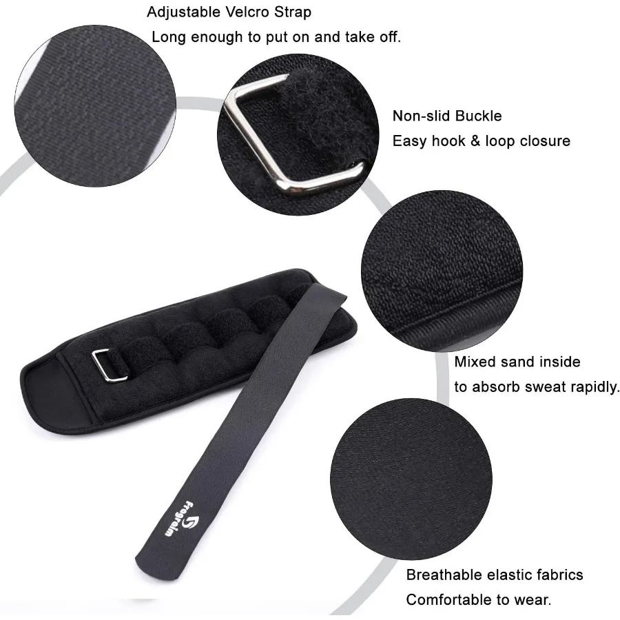 Ankle Weights for Women, Men and Kids 12Lbs Pair (6lb x 2) Black Strength Training Wrist/Leg/Arm Weight with Adjustable Strap fo