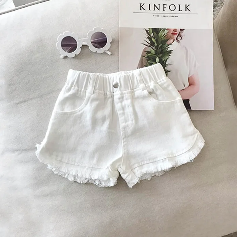 Summer Kids Shorts Solid Color Brief Denim Girls Ruffle Shorts