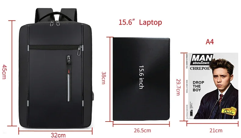 Waterproof Oxford Fabric Business Laptop Backpack for Men 15.6 Inch USB Charging High Capacity School Backpack
