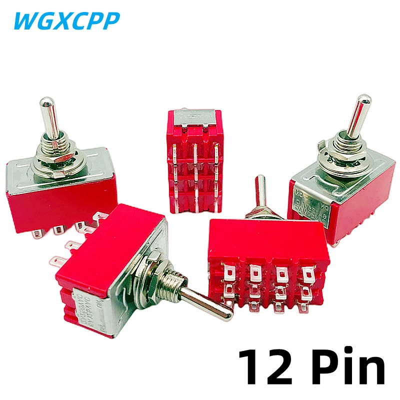 1/5 PCS,Toggle Switches,Red 12Pin,,2/3 Position,ONON DPDT Mini Toggle