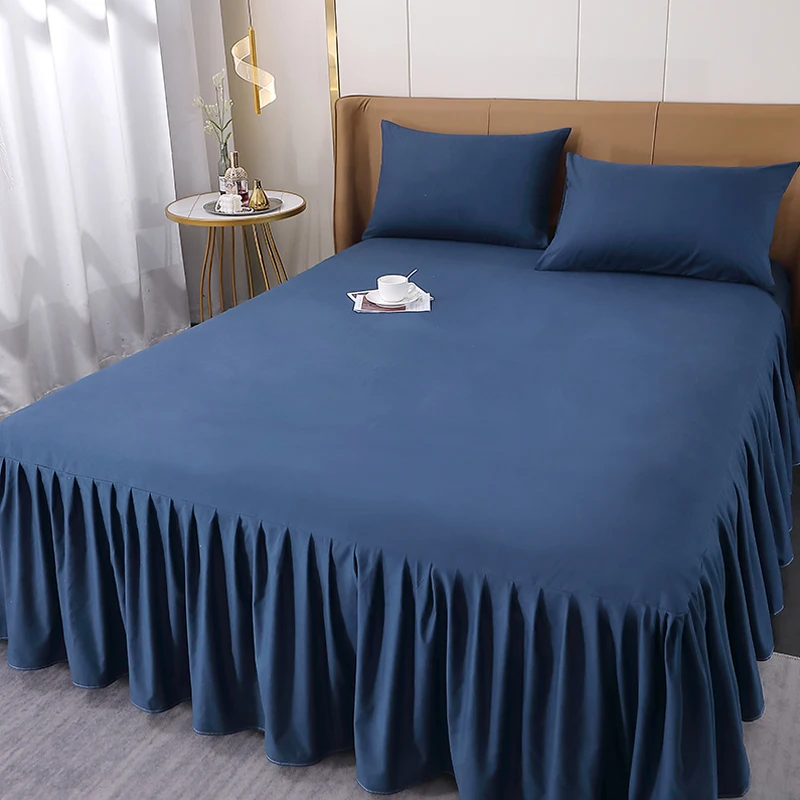 Twin Full Queen Size Bedspread Bed Sheets Home Decor Bed Skirt With 2 Pcs Pillowcase Dustproof Ruffles Bedsheets - Image 2