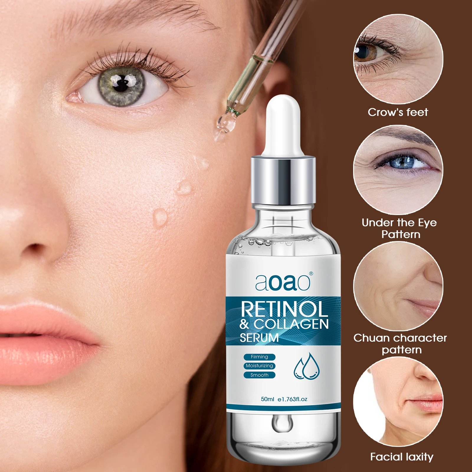 Retinol & Collagen Serum, 50ml, Facial Skincare, Moisturizing, Anti-Wrinkle,  Fragrance, Vitamin E, Glycerin，All Skin Types 4