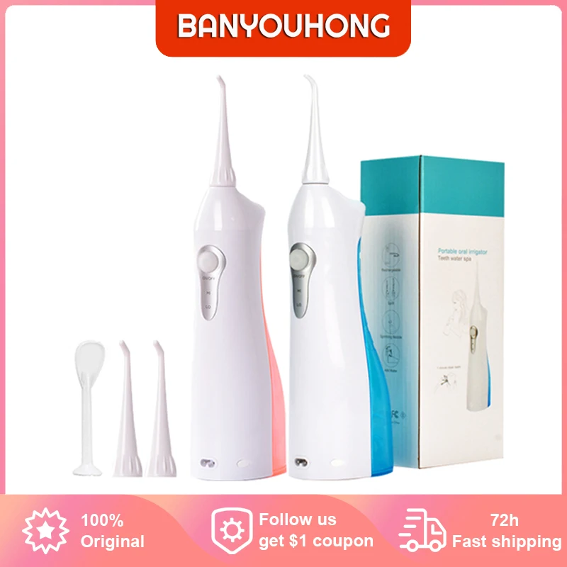 Electric Oral Irrigator Portable Replaceable Dental Scaler Water Flosser Dental Flosser Water 150ML Tank 360° Revolve Nozzles new electric dental puncher portable pulse purifier 9 modes oral irrigator usb charging replaceable nozzle water flosser tank