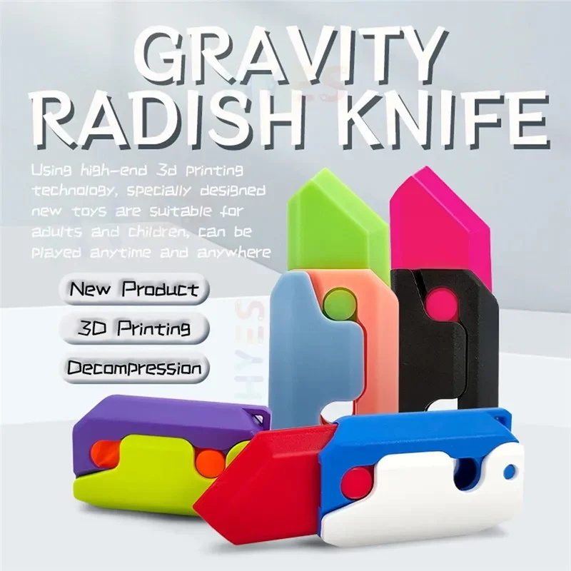 Gravity 3D Printing Decompression Carrot Knife Mini Plastic Knife Fidget Toy