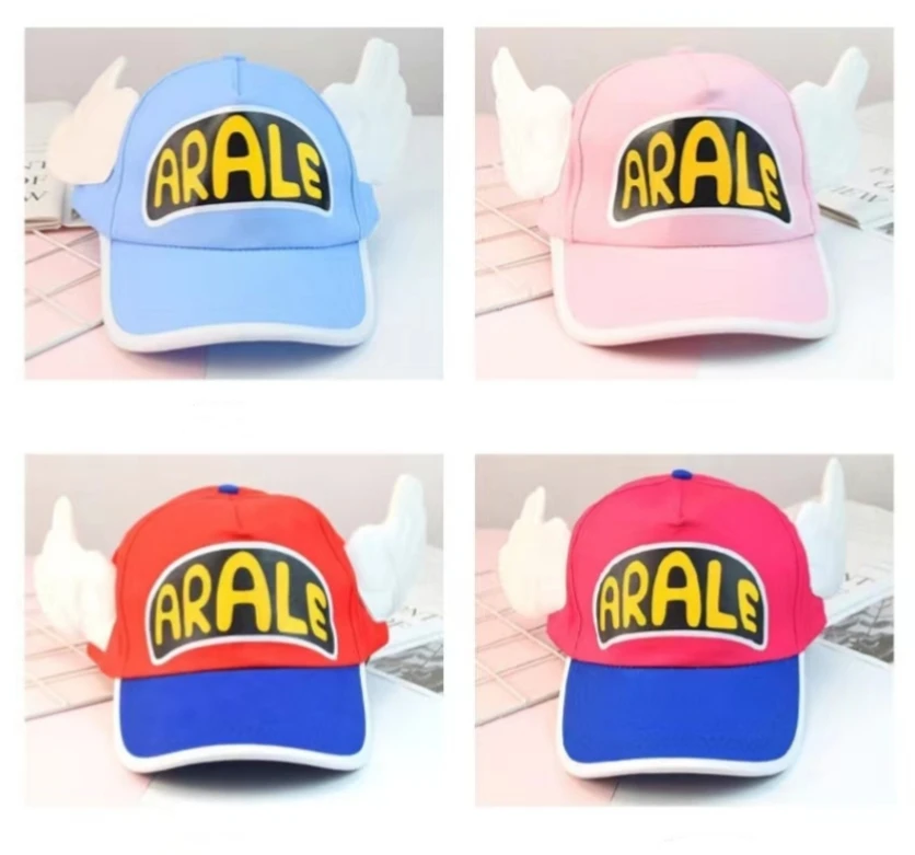 Anime Dr. Slump Hat Cosplay Arale Angel Wings Hats Cotton Baseball Caps Adult Sun Hat Duck Tongue