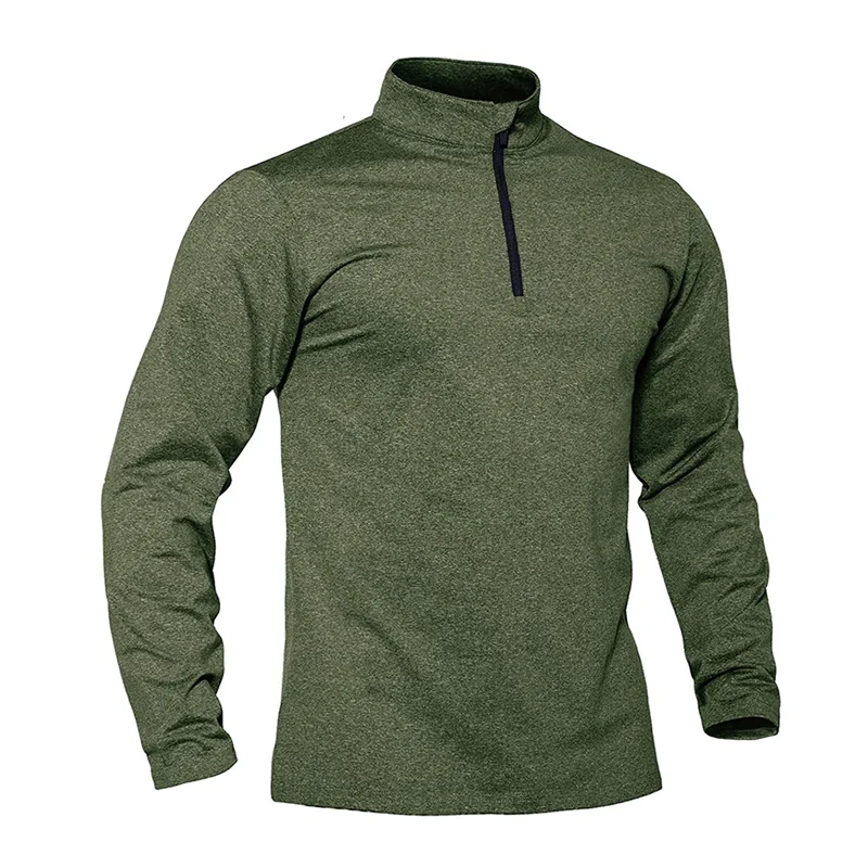 Men Spring Autumn Outdoor Sports T Shirts 1/4 Zip Long Sleeve Fleece Lined Cycling Hiking Trekking Fishing Jogging Tee Shirts sport t shirt long sleeve t shirt